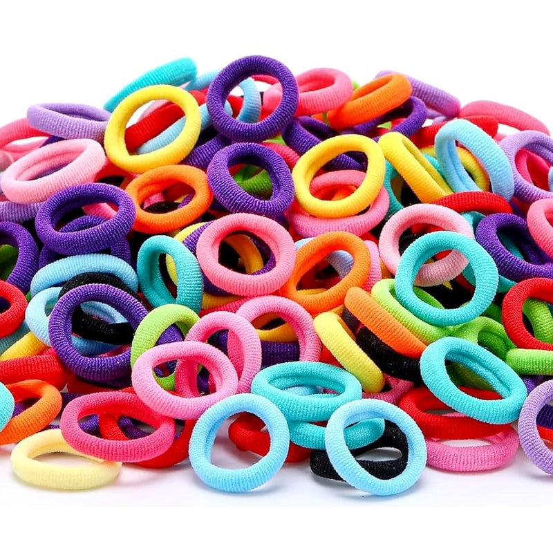 WillingTee 120 Pcs Baby Hair Ties, Cotton Toddler Hair Ties for Girls and Kids, Multicolor Small Seamless Hair Bands Elastic Ponytail Holders,Bright Color - Image 1